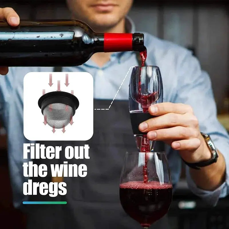 Wine Aerator Decanter Pourer with Vacuum Wine Stopper, Red Wine Air Aerator Set with Strainer, Base, Travel Bag from PriceLows™