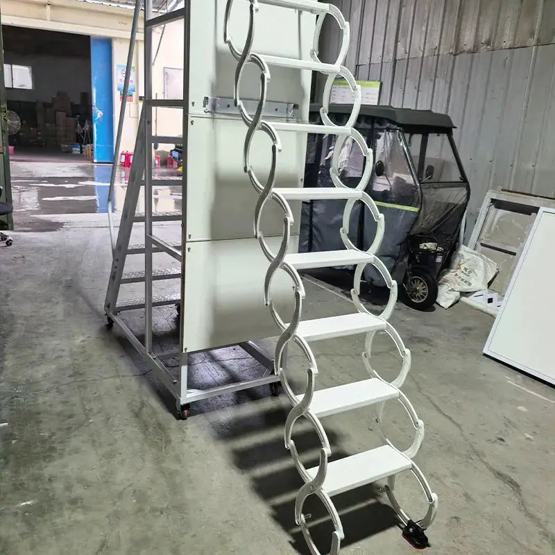 5-8 Steps Wall Mounted Pull-Down System Attic Ladders Anti-Slip Steps Retractable Ladder 49in-78in Vertical Height for Garages from PriceLows™