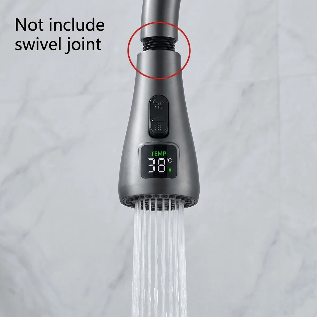 SANIVITAL LED Temperature Display Kitchen Faucet Head 3 Water Modes 360° Rotatable Replacement Spray Aerator from PriceLows™