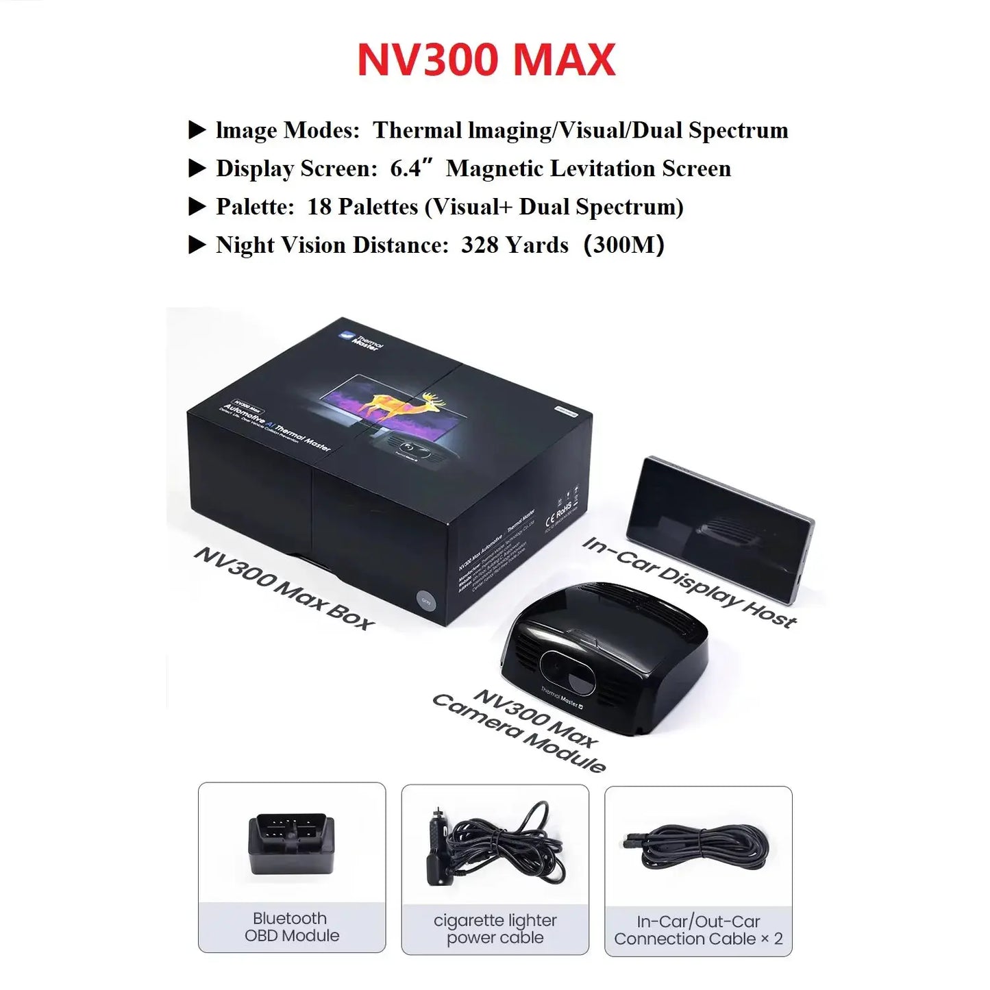 3 Vsion Night Vision Camera for Car 6.4" Screen 512x384 Thermal Imaging Camera Voice Control Video Record,WIFI Support from PriceLows™