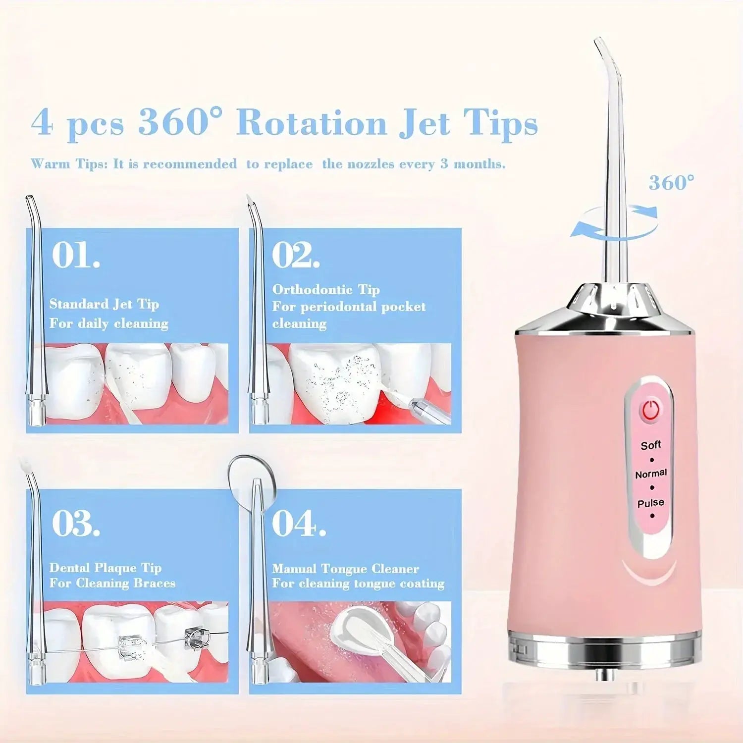 4/8/16Pack GentleCare Water Flosser Tips - Easy-to-Attach, Durable Plastic Nozzles for a Clean, Convenient Replacement Pack from PriceLows™