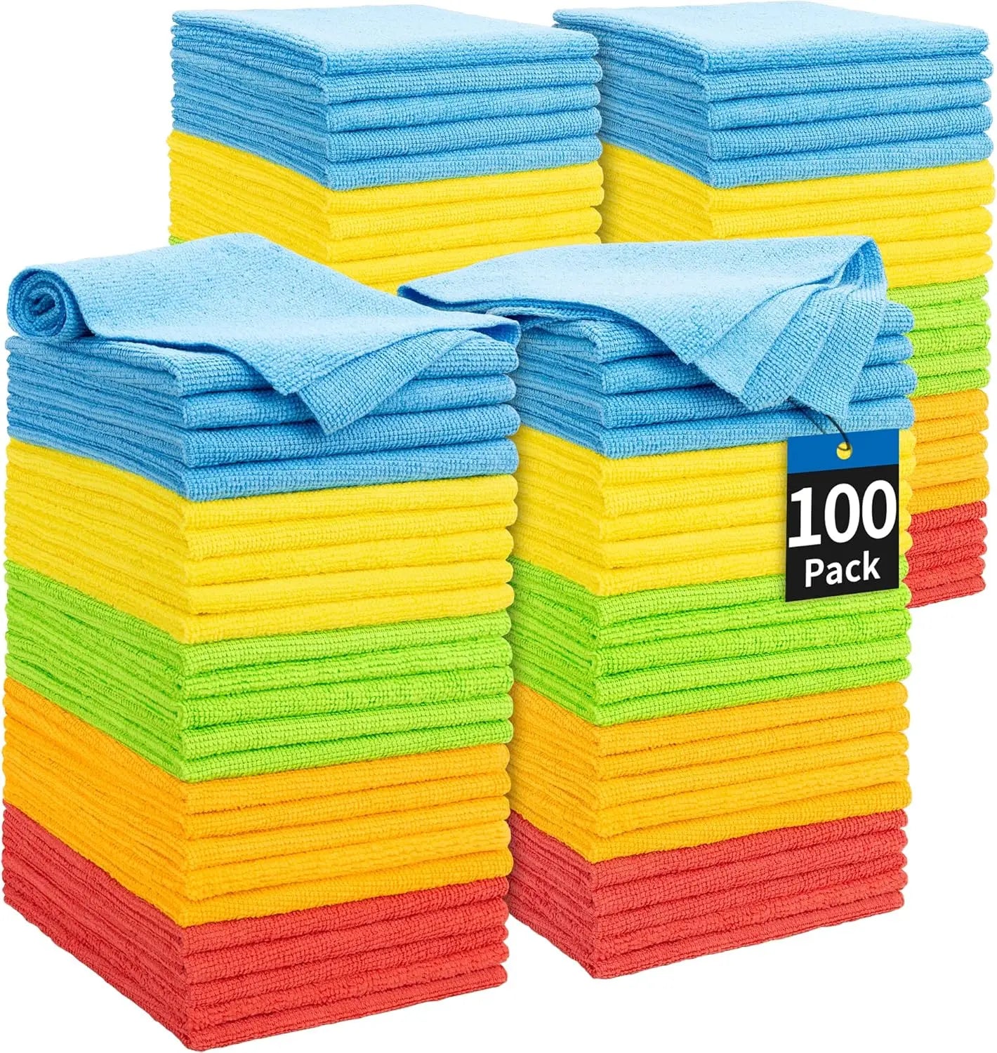 Microfiber Cleaning Cloths | 11.5x11.5 In | 100 Pack | Cars Home Kitchen Garage