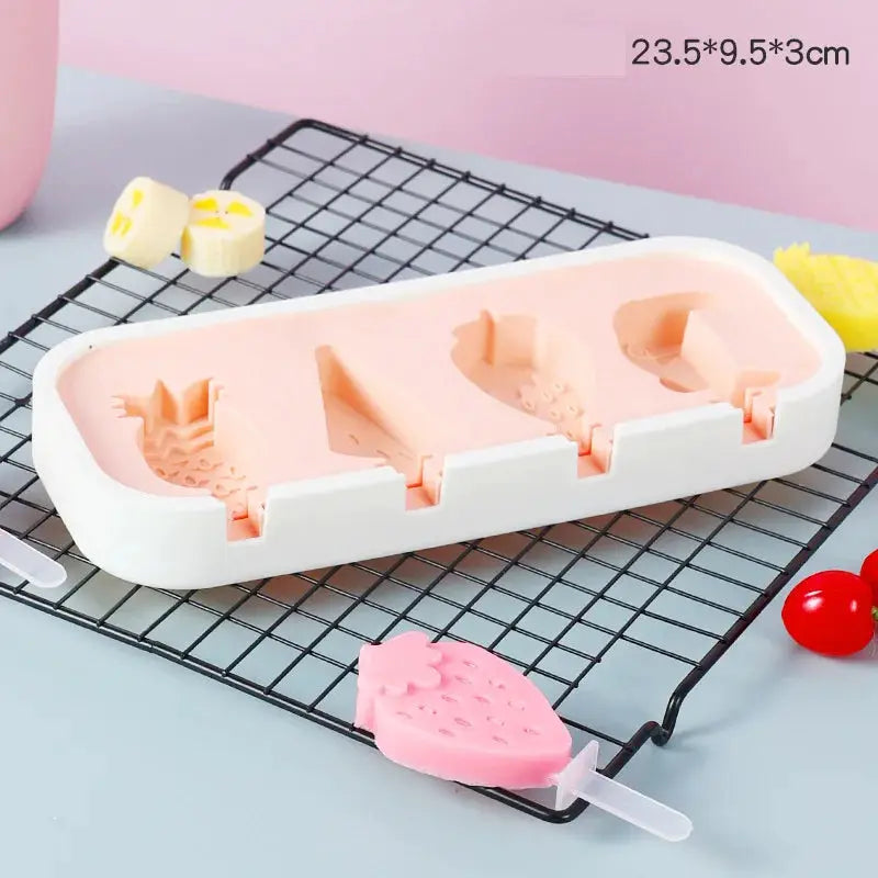 Cartoon Animals Silicone Ice Cream Mold Easy Popsicle Molds with Lid and sticks DIY Homemade Ice Lolly Ice Cream Bar Pop Molds from PriceLows™