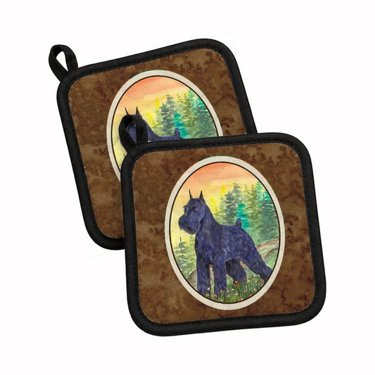 Pot Holder Set of 2 | Heat Resistant Quilted Hot Pads | 7.5 x 7.5 Inch | Schnauzer (Style 4)