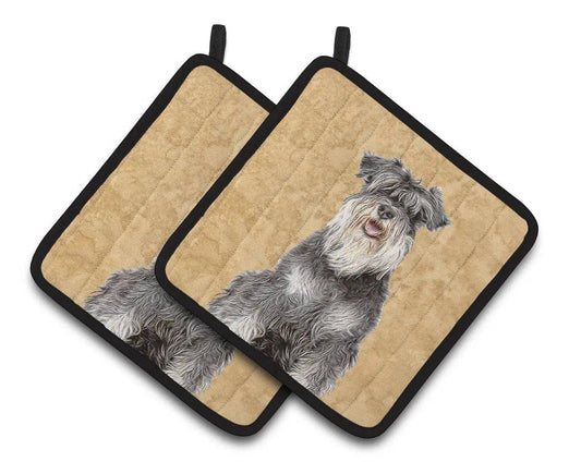 Pot Holder Set of 2 | Heat Resistant Quilted Hot Pads | 7.5 x 7.5 Inch | Schnauzer (Style 9)