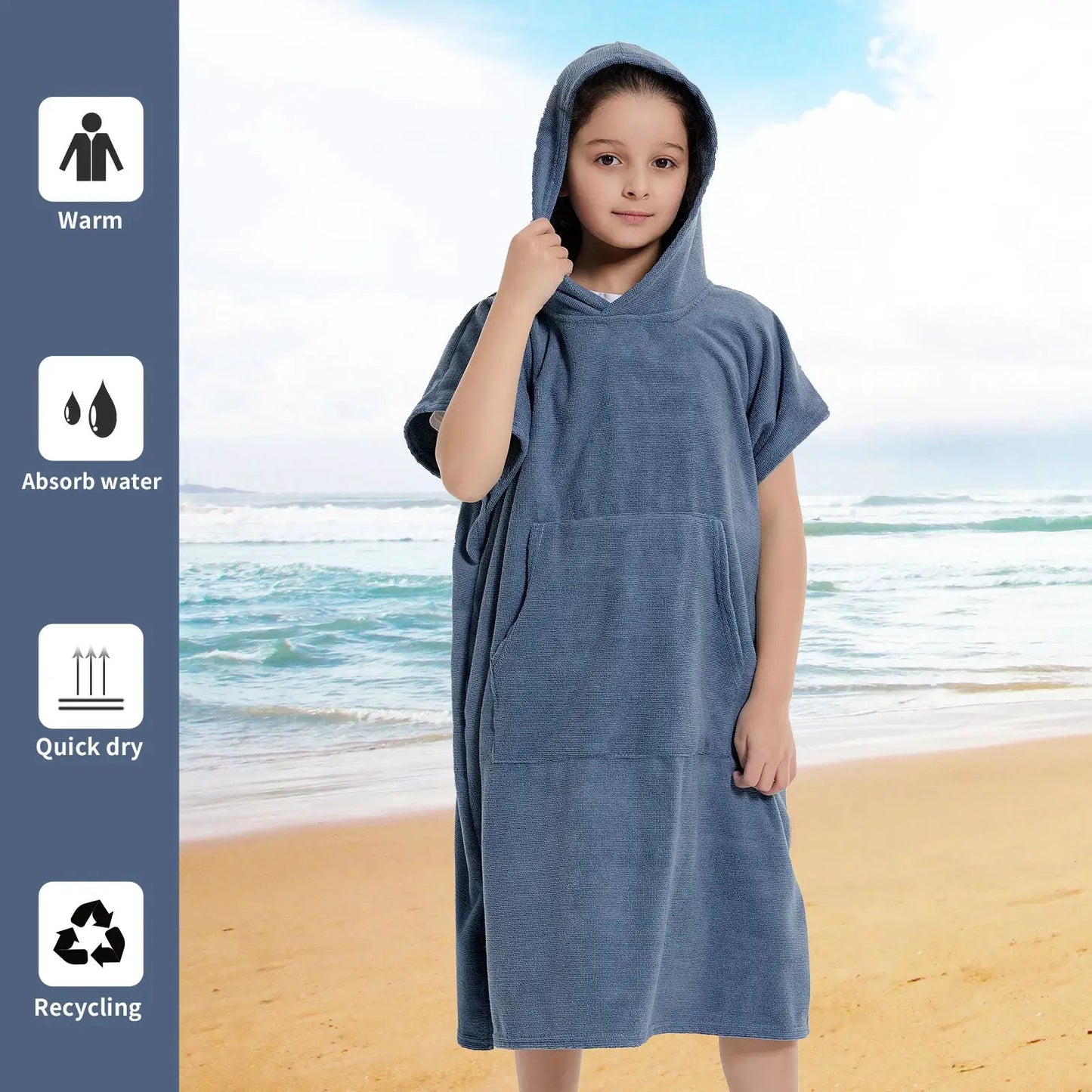 Kids Hooded Bath Towel Robe | Quick Dry | Super Absorbent | 4 Colors