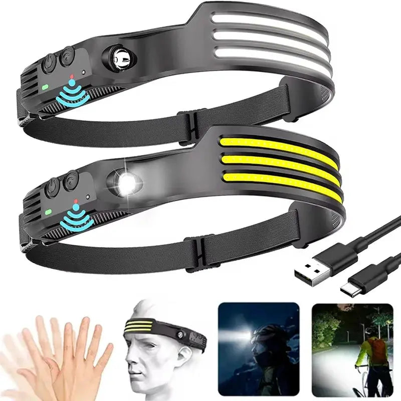 Powerful COB Induction Headlamp 5 Lighting Modes Head Flashlight Built-in Battery USB Charging Outdoor Camping Fishing Headlight from PriceLows™