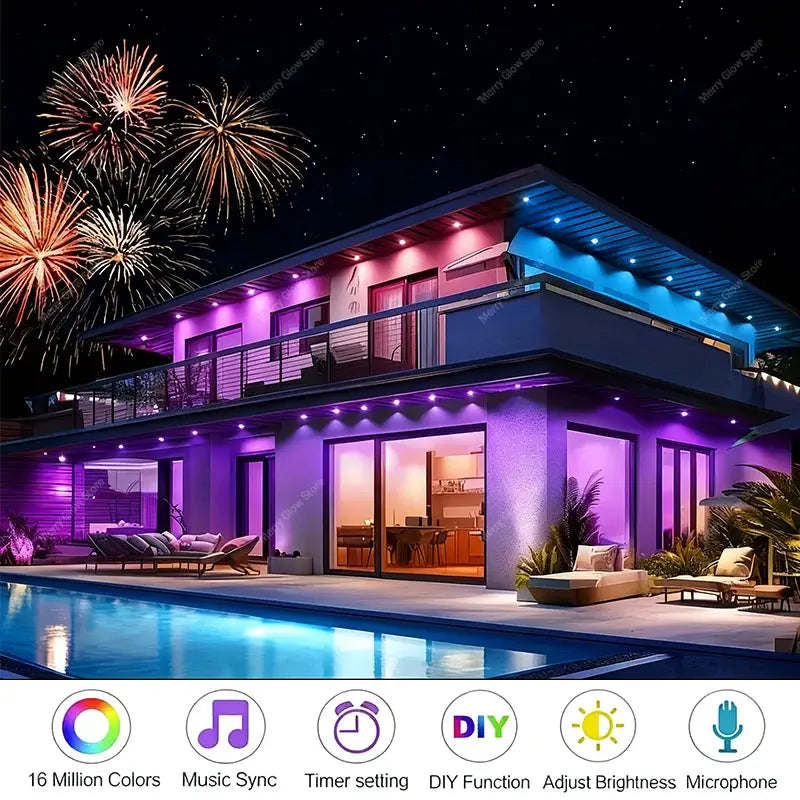 Permanent Outdoor Lights 200FT/60M Waterproof Eaves Lights Bluetooth App Timer Function Multiple Scene Modes For Christmas Decor from PriceLows™