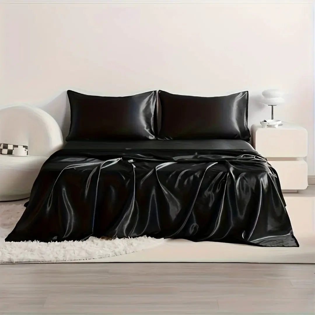 Cooling Satin Bed Sheet Set | 500 Thread Count | Hypoallergenic | 4 Piece Set