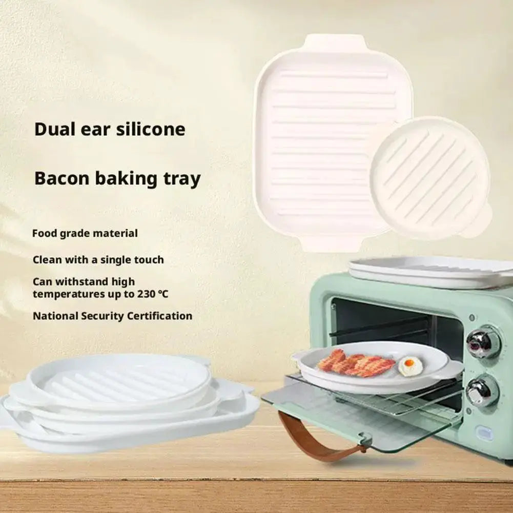 Silicone Bacon Pan | Microwave Safe | Reusable | Square 28x21 cm; Round 24x20 cm