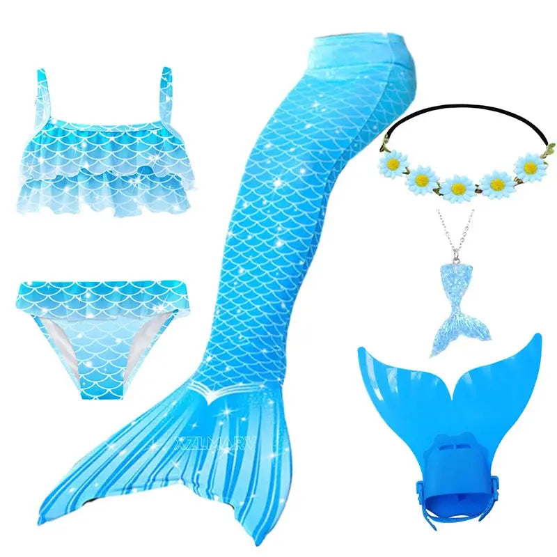 Mermaid Costume for Girl Mermaid Tail for Swimming Can Add Monofin Fin Girls Ariel Mermaid Costumes Cosplay Birthday Gift from PriceLows™