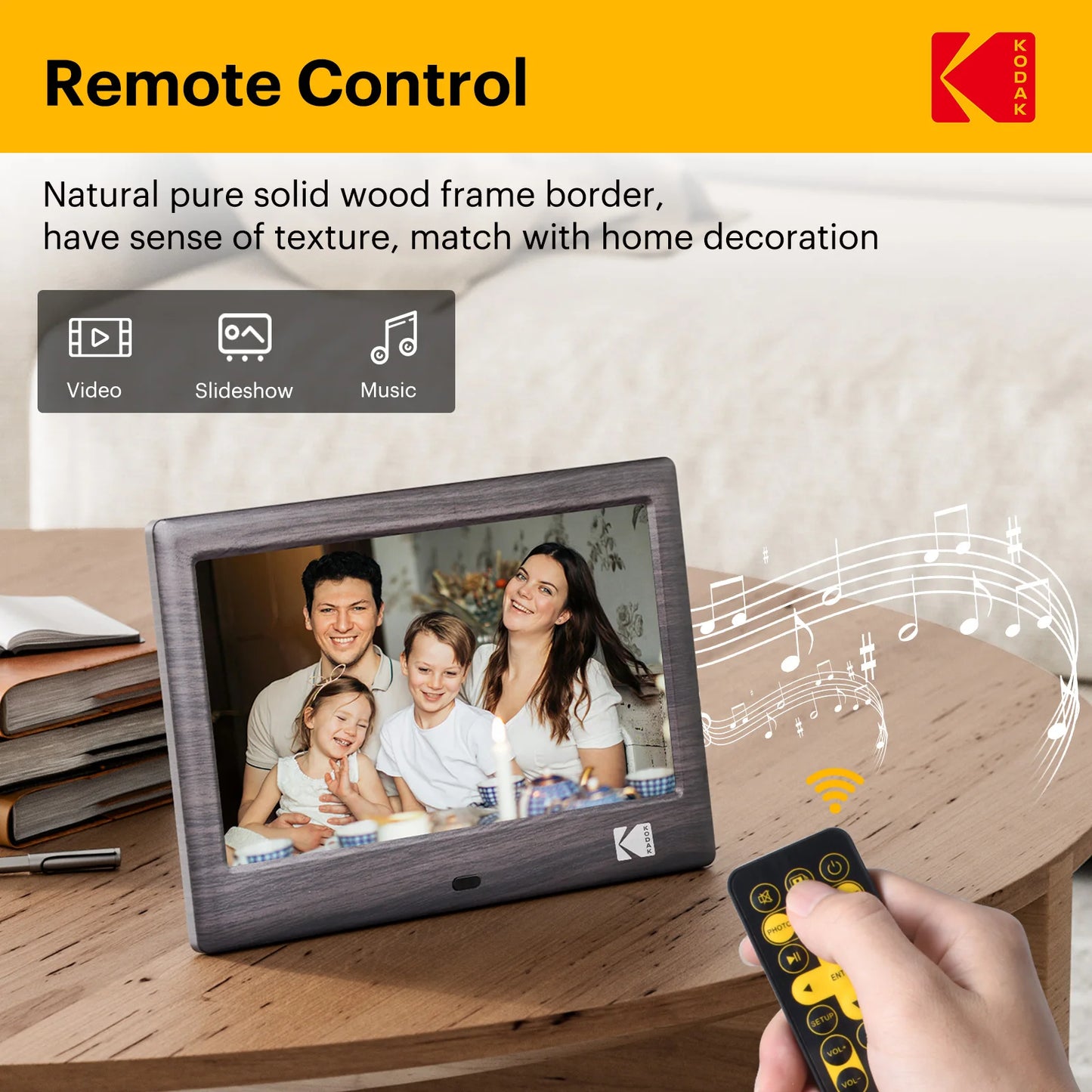Digital Photo Frame | 7-Inch Display | 1024x600 HD | Remote Control Included