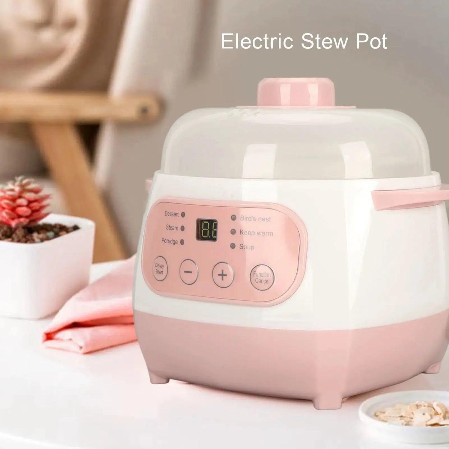 Mini Rice Cooker | 1L Capacity | 200W Power | Anti Dry Burn Safe Ceramic Cooker