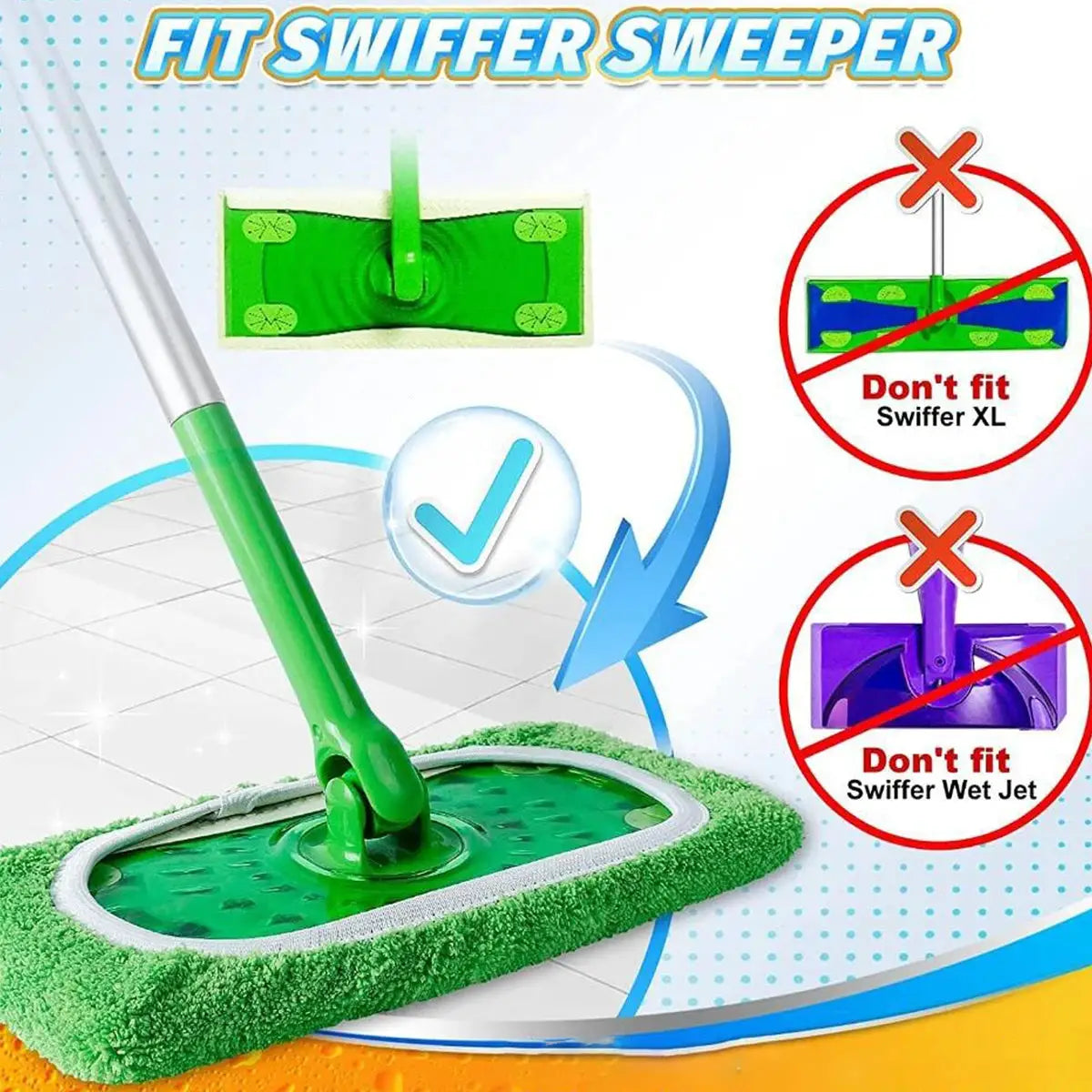 1PC Reusable Microfiber Mop Pads for Swiffer Sweeper, Wet & Dry Cleaning Cloths - Mop Head Washable Refills for Household Floors from PriceLows™
