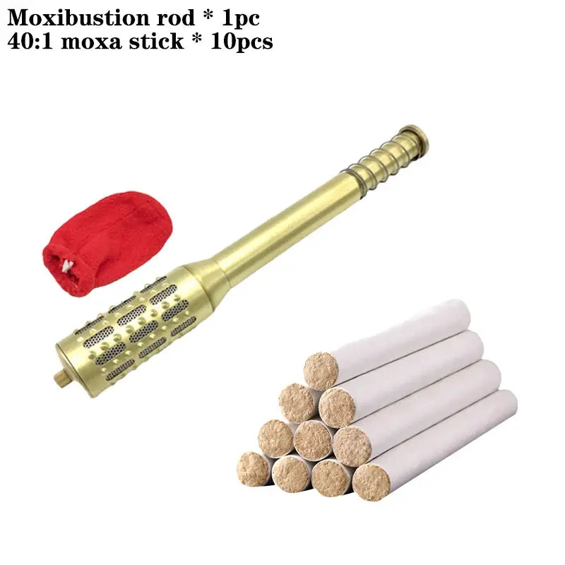 Brass Moxibustion Rod | Rotable Body Massager | Skin Tightening Meridian Tool