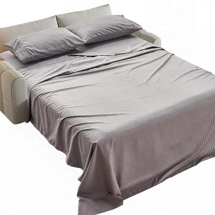 Striped Sofa Bed Sheets Queen for Sleeper Sofa Bed with 46 Deep Soft Brushed 1800 Microfiber 4 Piece Bedding Set 60x74x6 Grey from PriceLows™