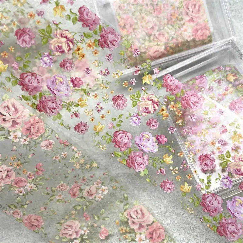 1Pc 100cm Flower Nail Foils for Transfer Paper Floral Stickers Rose Nails Wraps Tulip Nail Art Decorations from PriceLows™