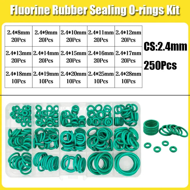 FKM O-ring Green Fluororubber Rubber Sealing Gasket O Ring CS1.5/2.0/2.4/3.1mm Oil Resistant Acid Alkali Resistant O-Ring Kit from PriceLows™