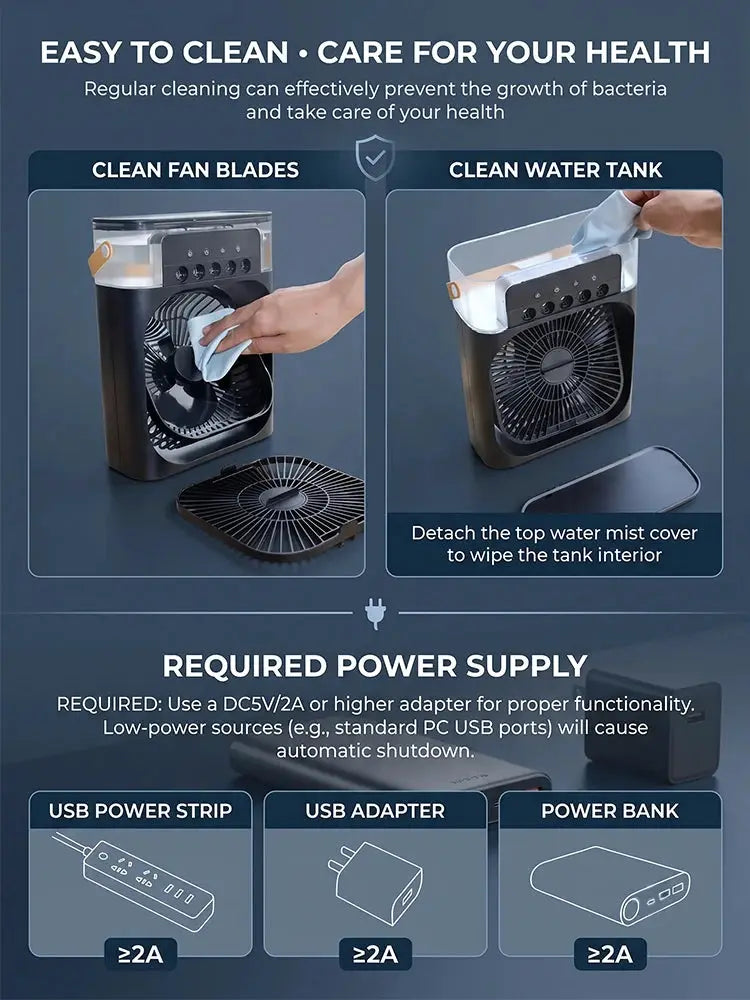Portable Cooling Mist Fan | U S B Powered | Desktop Acrylic Design