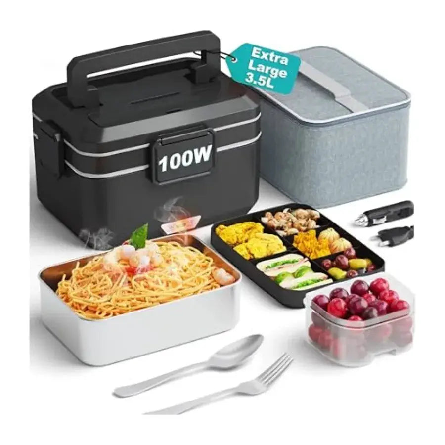 Electric Lunch Box for Adults 100W with 2 Stainless Steel Containers 1.8L Heated Lunch Boxes for Men Food Heater Portable 12/24 from PriceLows™