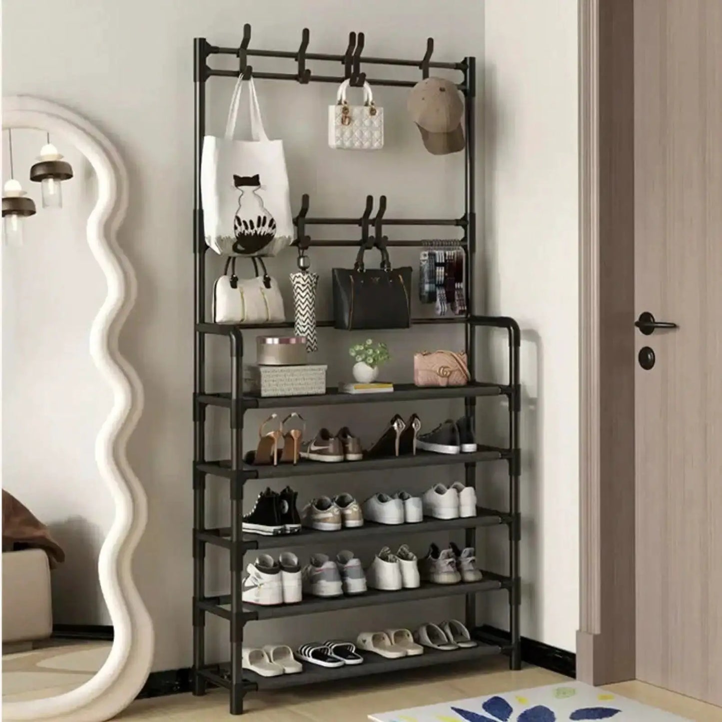 Multifunctional Entrance Shoe Rack – Large Capacity, 3-Layer Storage Organizer for Shoes, Bags & Accessories. from PriceLows™