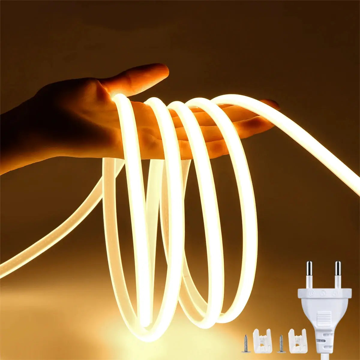 220V 110V COB Led Strip With EU US Plug Power Switch Waterproof Led Tape Flexible Ribbon for Outdoor Garden Kitchen Lighting from PriceLows™