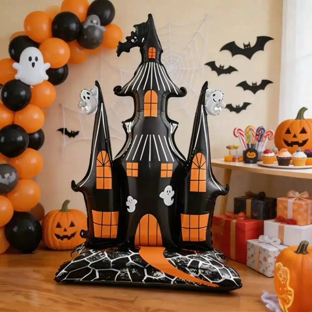 Haunted Castle Foil Balloon | 59 Inch Large | Ghost And Bat Design