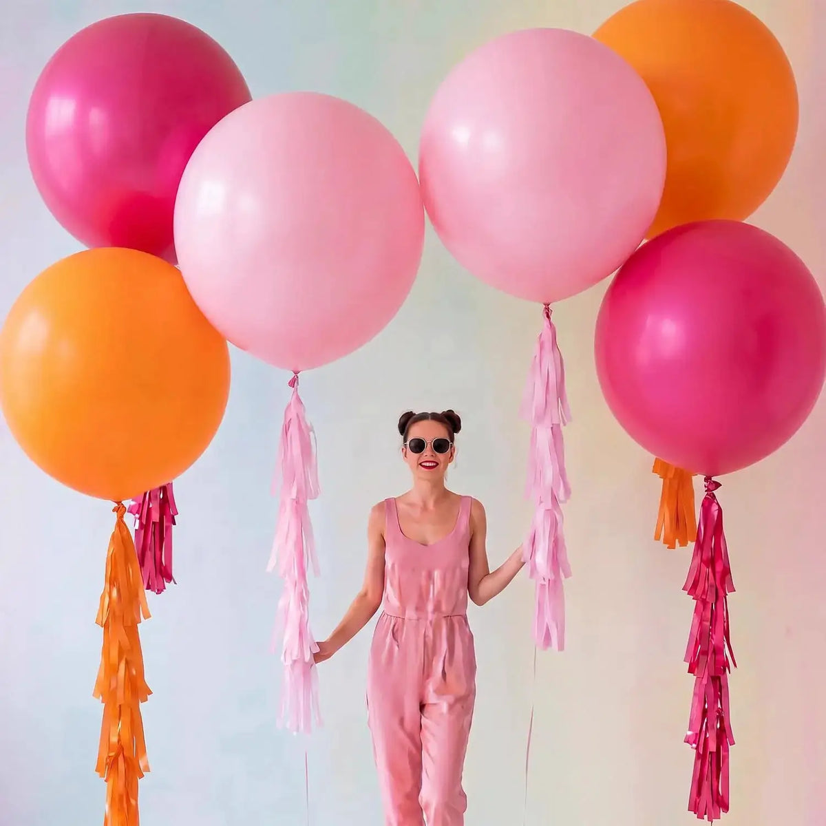 Christmas Giant Balloons | 36 Inch Latex | Tassel Tails | 6 Piece Set