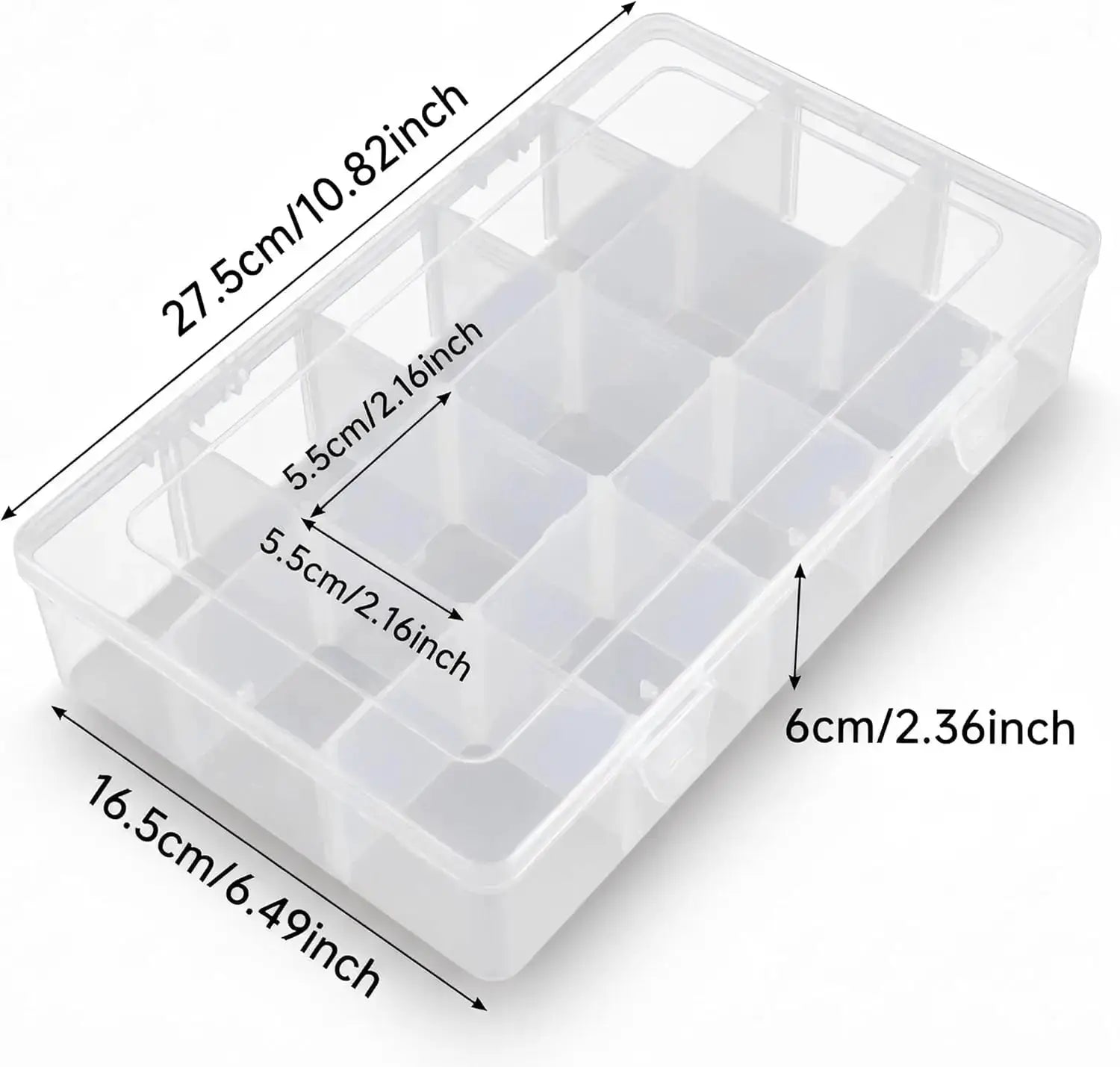 15 Grids Clear Plastic Organizer Box with Adjustable Dividers, Craft Storage Containers for Jewelry, Beads, Screws, Tackle Box from PriceLows™