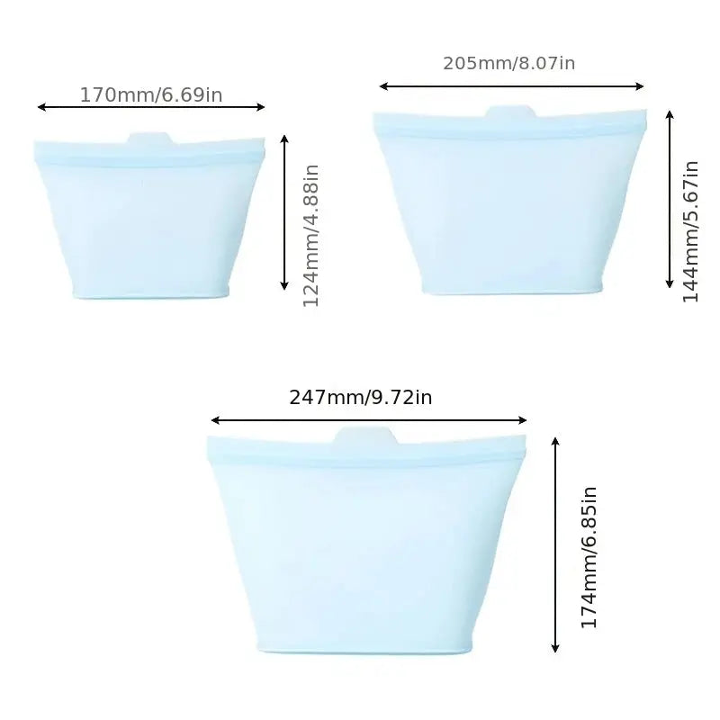 Silicone Storage Bags | Self-Sealing | Reusable | Multi-Size Set