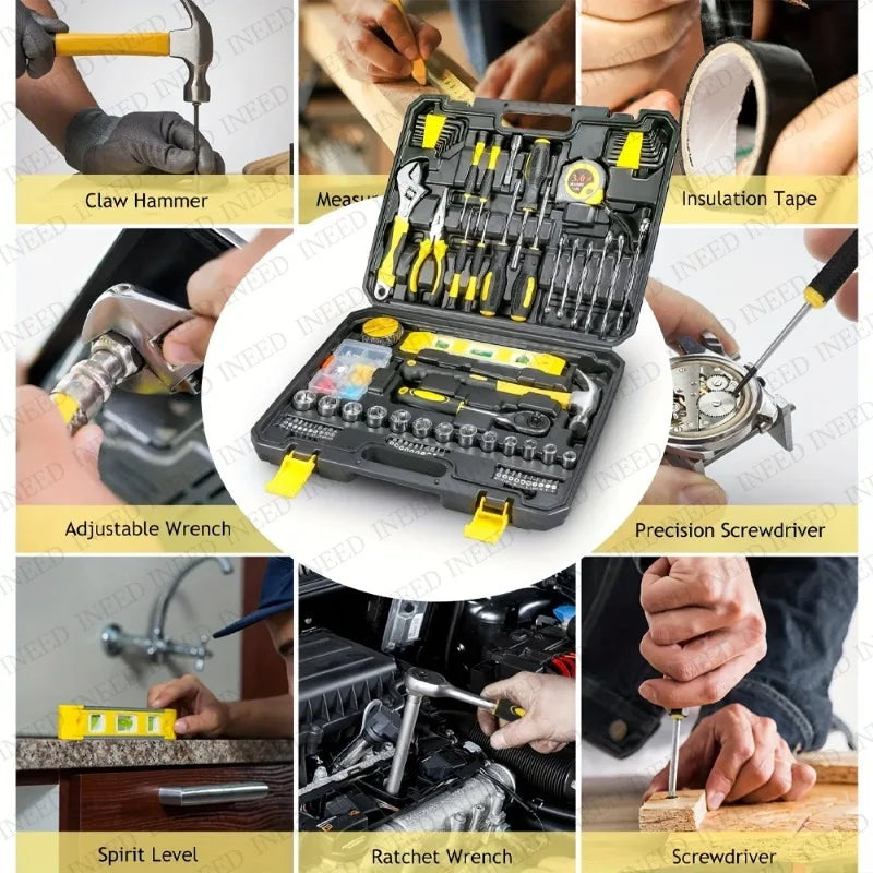 108 Pcs/set Socket Wrench Auto Repair Tool Combination Package Mixed Tool Set Hand Tool Kit with Plastic Toolbox Storage Case from PriceLows™