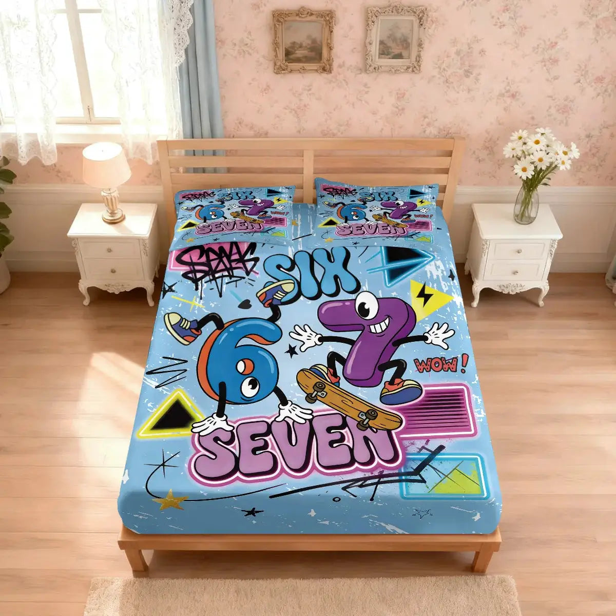 3pcs Funny 67 Element Printed Coreless Bed Sheet Set, Multi Size Soft Bed Cover, Bedroom Bedding Decoration, Machine Washable from PriceLows™