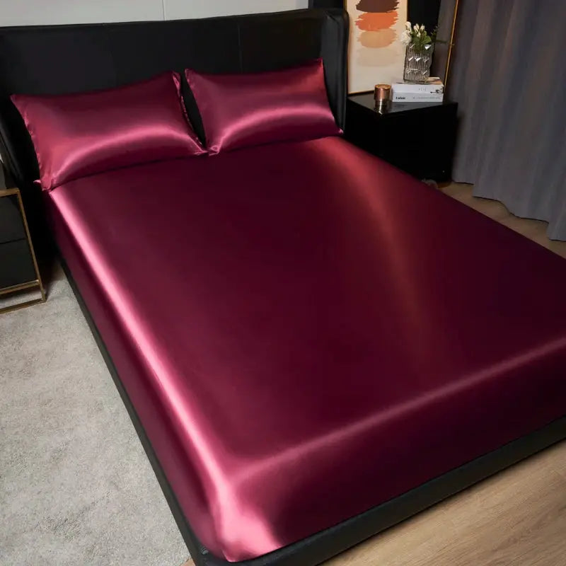 Satin Fitted Sheet Set | Smooth Polyester | Deep Pocket Fit | Queen King