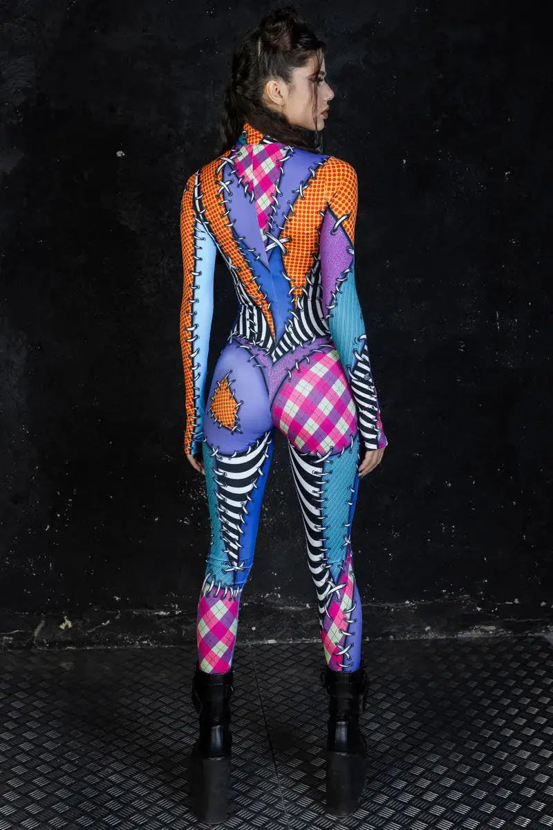 Zawaland Halloween Catsuit Jumpsuit Female Children Carnival Party Splice Print Cosplay Costume Zentai Women Clothing Bodysuit from PriceLows™