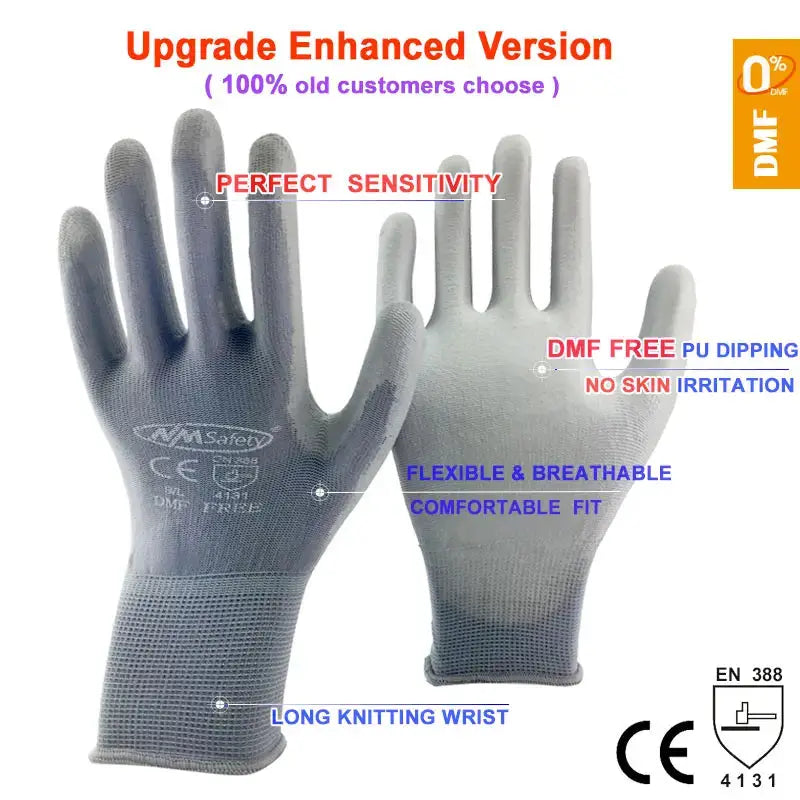 1 Pairs Work Gloves For PU Palm Coating Safety Protective Glove Nitrile Professional Safety Suppliers from PriceLows™
