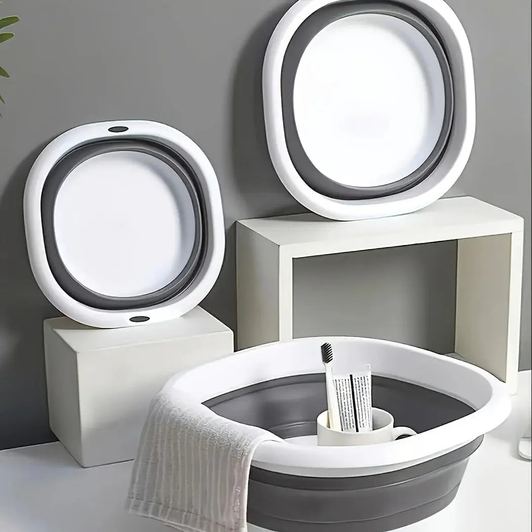 Black Plastic Collapsible Laundry Tub | Heavy Duty | Foldable | Space Saving
