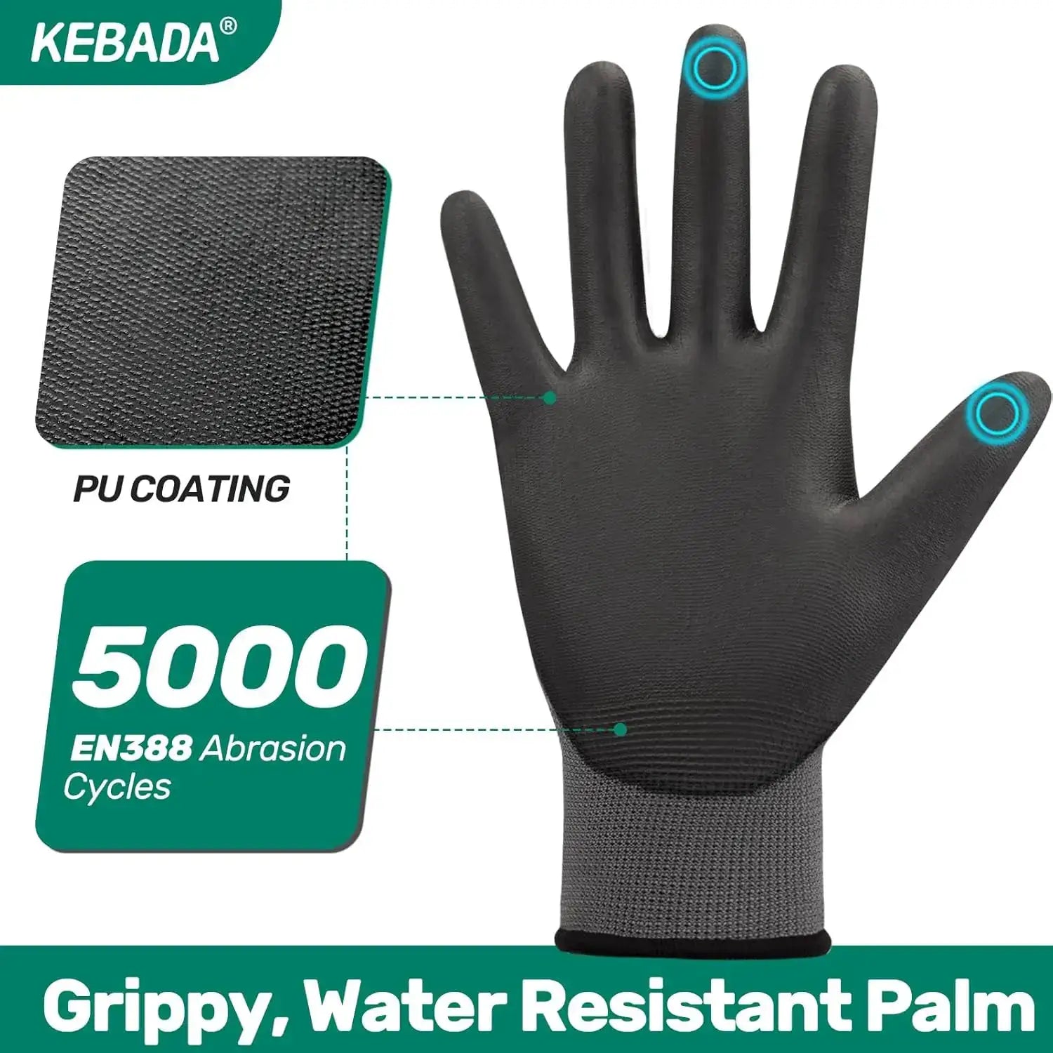PU Coated Work Gloves with Grip, Touchscreen, 12 Pairs Gray Large from PriceLows™