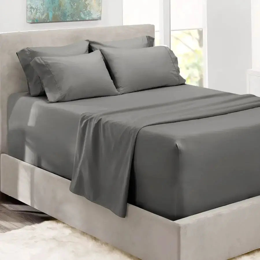 Extra Deep Pocket Queen Sheets Sets Fits Mattress 1824 Inches Deep Extra Deep Pocket Sheets 6 Piece Queen Size Grey from PriceLows™
