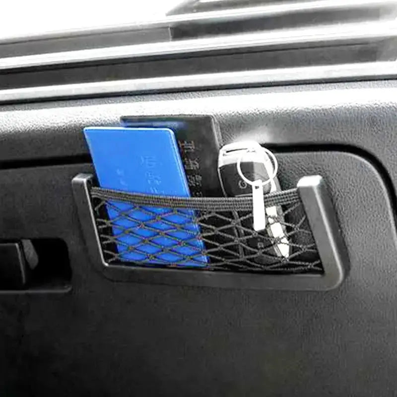 Car Organizer Mesh Storage Bag Net Pocket Mobile Phone Holder Auto Accessories Multi Function Car Storage Net Pocket from PriceLows™
