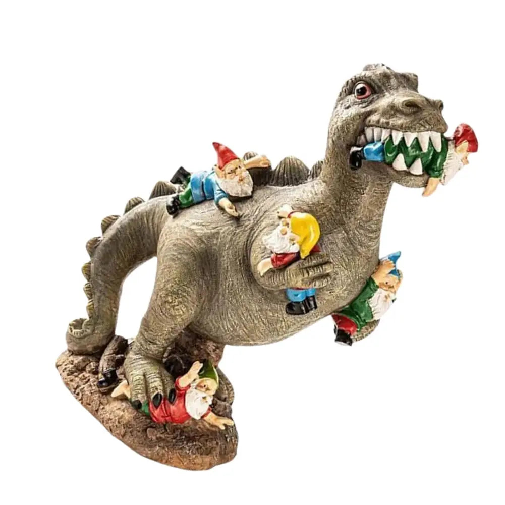 Garden Dinosaur Statues Dwarfs Dinosaur Eating Gnomes Ornaments Handicraft Weatherproof Funny Cute Christmas Party Decor from PriceLows™
