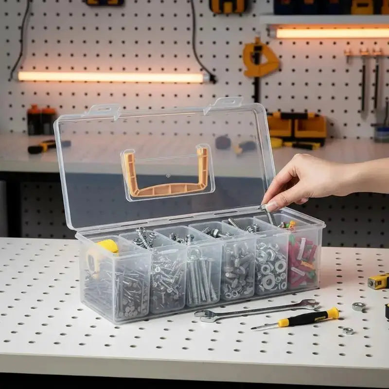 Professional Multi Compartment Tool Organizer Hardware Storage Box with Transparent Lid for Home and Workshop Use from PriceLows™