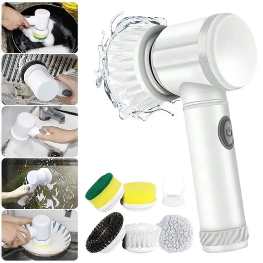 Power Scrubber | 5 Replaceable Brush Heads | Electric Spin Scrubber | Bathroom