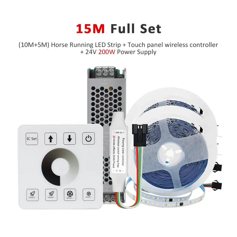 20M 15M 5M 10M Running Water Flowing LED Strip Light DC24 WS2811 SMD2835 Horse Race Pixel Addressable Flexible Linear Lamp Set from PriceLows™