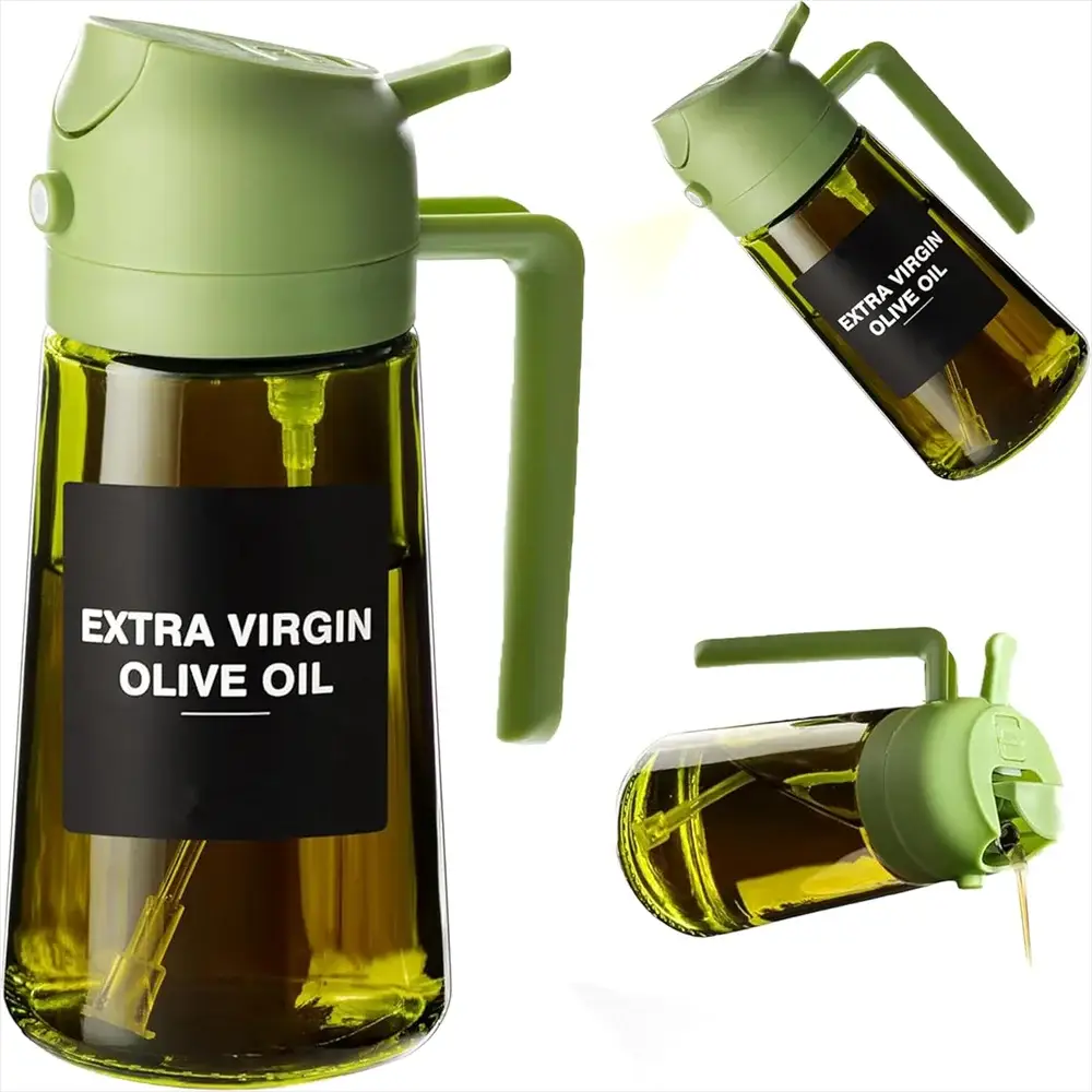 470 ml Oil Sprayer for Cooking,2-in-1 Olive Oil Dispenser and Oil Spray Bottle,Oil Spray with Stickers,Thick Glass Spray Bottle from PriceLows™