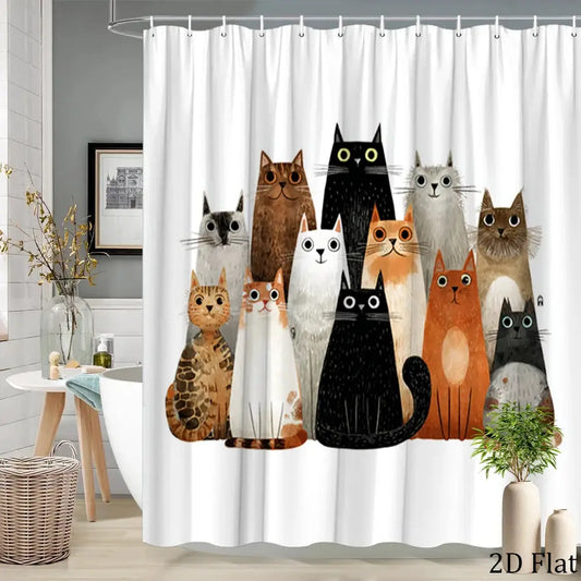Adorable Dog Cat Pet Family Shower Curtain Bath Liner Waterproof Bathroom Decor Curtain Cartoon Animal Prints 180x200cm from PriceLows™