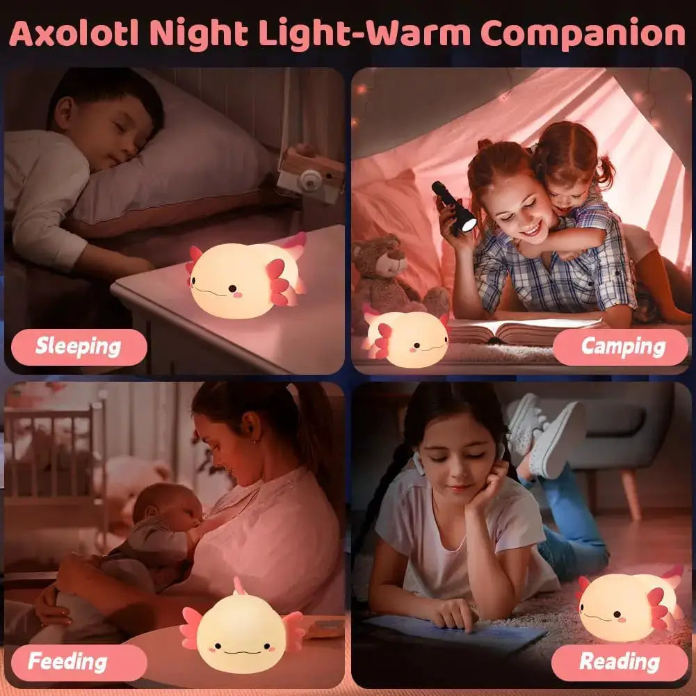 LED Axolotl Night Light | Touch Control | Battery Powered | Kids Bedroom
