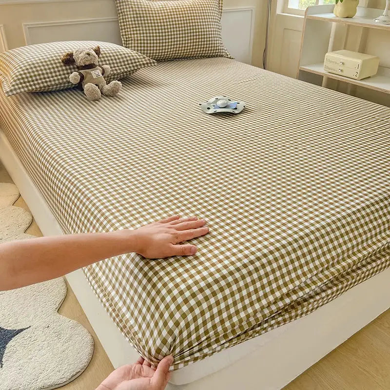 100% Polyester Fitted Sheet Stripe Style Bed Cover Skin-friendly Mattress Cover Sabanas Adults Kids Bed Sheets (No Pillowcase) from PriceLows™