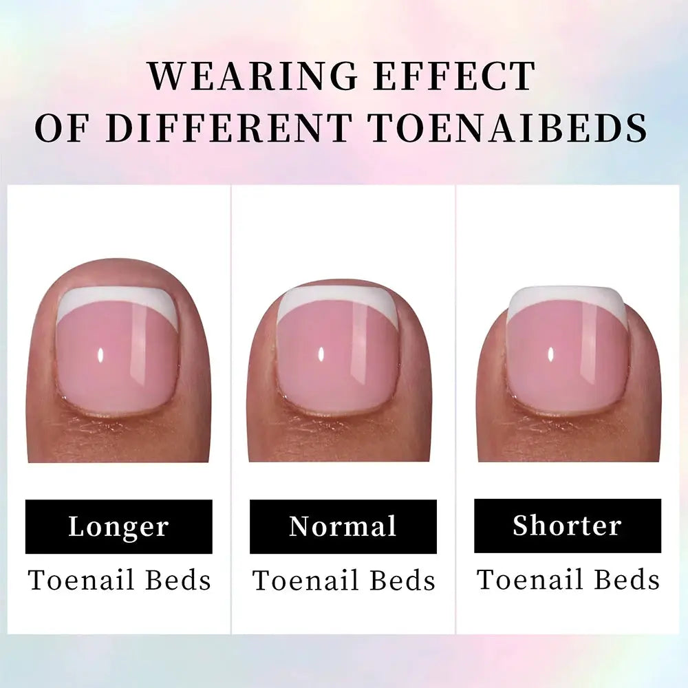 Press On Toenails | French Short Square | Glossy Full Cover | 120 Pcs