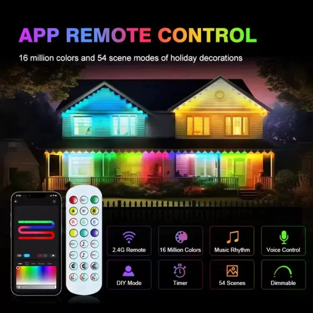 Smart Permanent Outdoor Lights Eaves Lights IP67 Waterproof Light String with App Remote Control Music Sync for House Roof Decor from PriceLows™