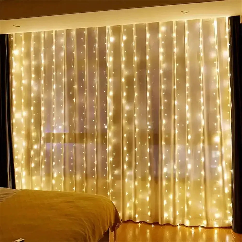 3/6M USB LED Curtain 8Modes Remote Control Lights Holiday Wedding Garland for Bedroom Living Room Decor Christmas Decorations from PriceLows™